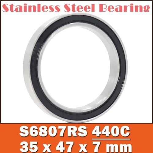 5PCS S6807RS Bearing 35*47*7 mm ABEC-3 440C Stainless Steel S 6807RS Ball Bearings 6807 Stainless Steel Ball Bearing