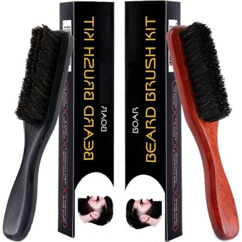 Long Handle Beard Brush Comb Soft Bristles Beard Grooming Brush Travel