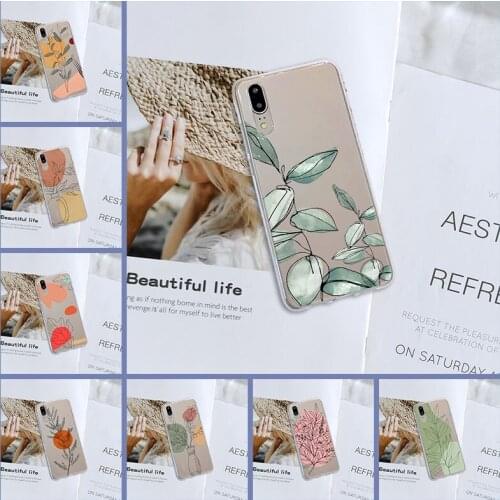 Art Flower Aesthetic Phone Case For Huawei P8 P9 P10 P20 Lite 2017 P9 Lite Mini P10 P Smart Plus P20 Pro Silicone Back Cover