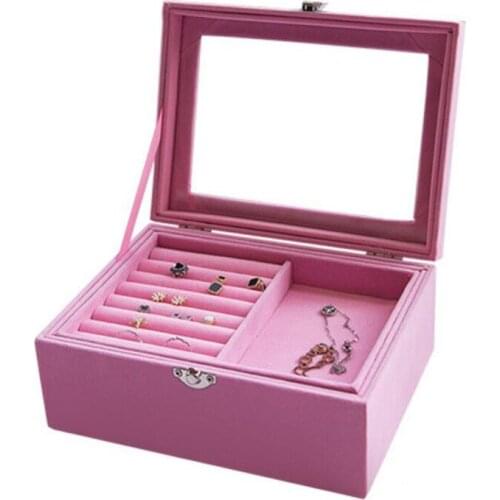 Jewelry Display Rack Flannel Jewelry Transparent Double Storage Box Tray Rack Storage Box