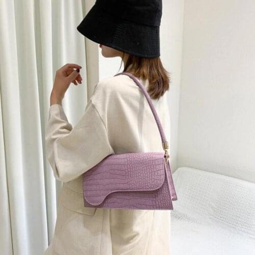 Elegant Baguette Bags for Women 2020 Fashion Brand Handbags Designer Shoulder Bag Alligator Pattern Armpit Bags Crossbody