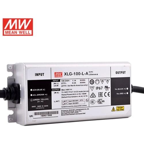 MEAN WELL XLG-100-L-A 100W 71-142V 700mA Constant Power mode LED Driver LED Power Supply Current Adjustable