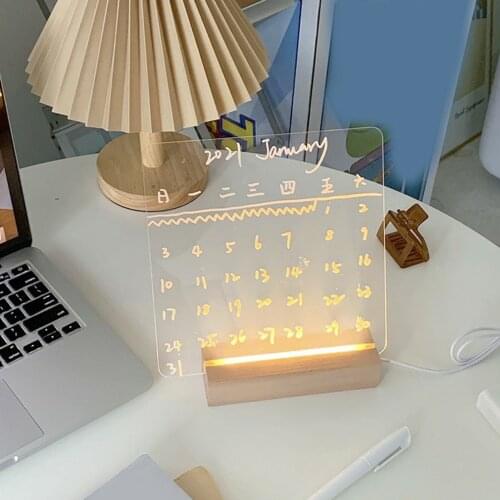 3D Led Night Lamp Wooden Led Lamp Base USB Cable Switch DIY Night Light Base 15cm Long Acrylic Wooden Lamp Base White/Warm Light