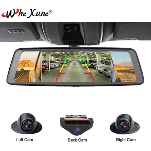 WHEXUNE 10" Touch ADAS Android 5.1 Full 1080P Car Dash Cam 4G Video Recorder Rearview Mirror with DVR Camera 8 Core 4 Channel