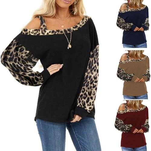 Womens autumn 2021 new tiger and leopard print cotton series diagonal sling T-shirt