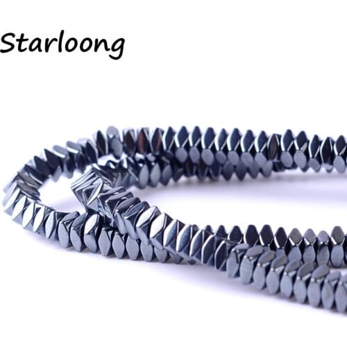 1pack/lot 4/6mm Natural stone bright black Geometry shape loose spacer hematite beads for DIY jewelry necklace bracelet making