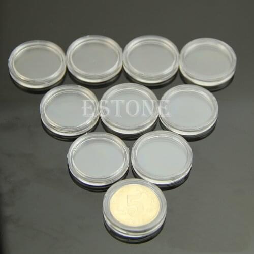 10pcs 21mm Applied Clear Round Cases Coin Storage Capsules Holder Round Plastic