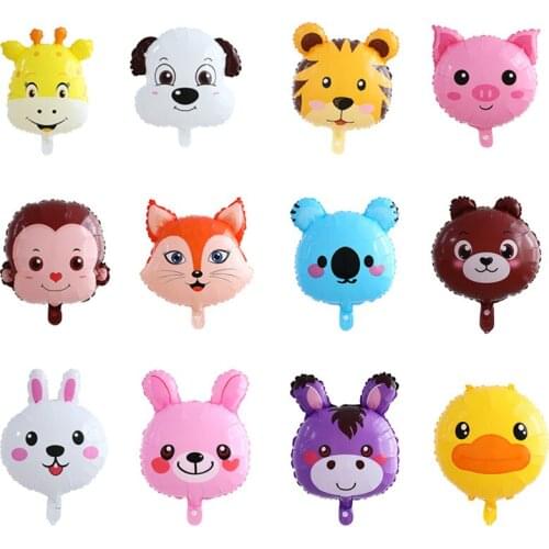 10pcs Animals Foil Balloon Cartoon Bear Dog Tiger Balloon Jungle Theme Birthday Party Decoration Baby Shower Air Balls Supply