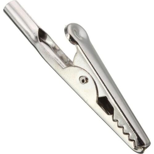 10PCS/Set Stainless Steel single prong Alligator Crocodile Electric Test Clips Cable Lead Screw Probe Clamps Silver Tone