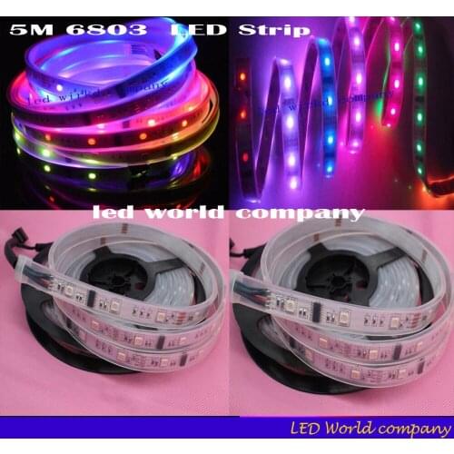 Free shipping DC12V 5m 150LED led strip 6803 IC SMD 5050 RGB dream magic color LED pcb white/black