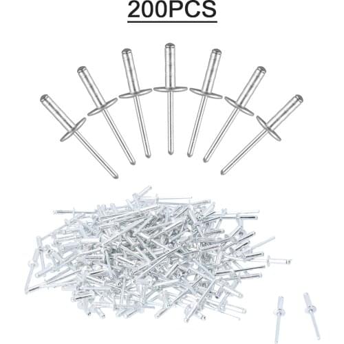 200 PCS Aluminum Rivet Assortment,4x13 mm Pop Rivets with aluminum large flange
