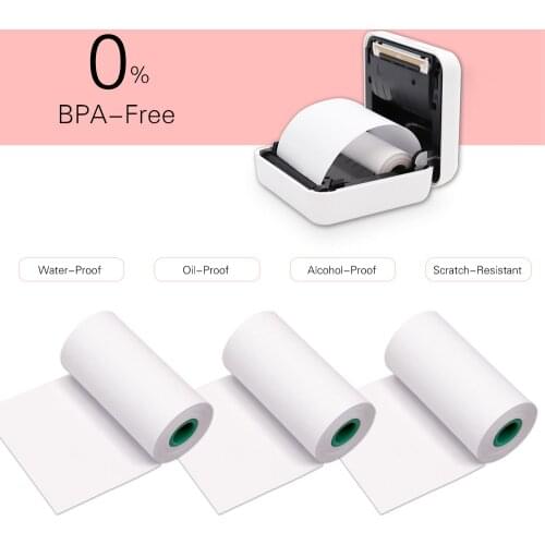 3 Rolls Long-Lasting Adhesive Sticker Labels Thermal Paper Roll 56*30mm BPA-Free Black Font for Peripage A6/A8/P6 Paperang P1/P2