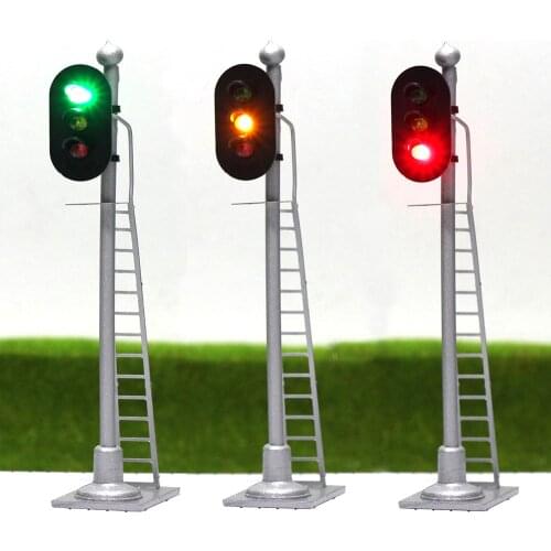 3pcs HO Scale 1:87 Model Traffic Light Signals 3-Light 2-Light Railway Block Signal 1:87 HO Scale
