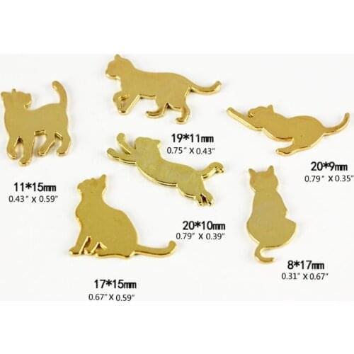 60pcs Cat Contour Golden Color Small Craft Beads Bracelet Jewelry Making Beaded Material Handmade DIY Accessories