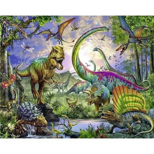 MHD 5D DIY Diamond Painting Cross Stitch Animal Dinosaur Round Rhinestone diamond Embroidery Mosaic pattern Home Decor