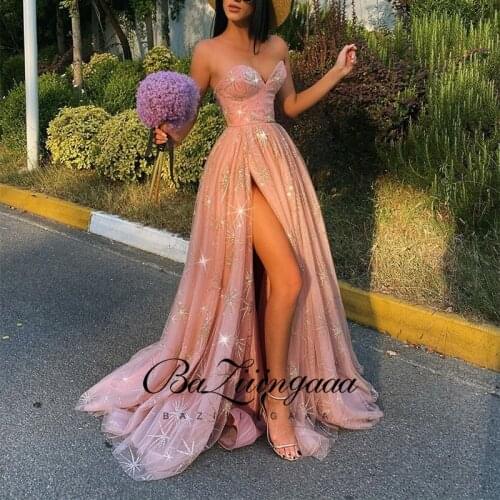 BAZIIINGAAA Luxury Woman Cocktail Dress Beaded Sequins Long Elegant Night Cocktail Party Formal Dresses for Wedding Plus Size