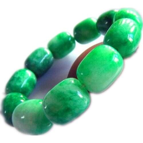 Myanmar Jade Bracelet Green Bucket Bead Bracelet Jewelry Fine jewelry Green Lu lu tong Bucket Bead Bracelet Jewelry
