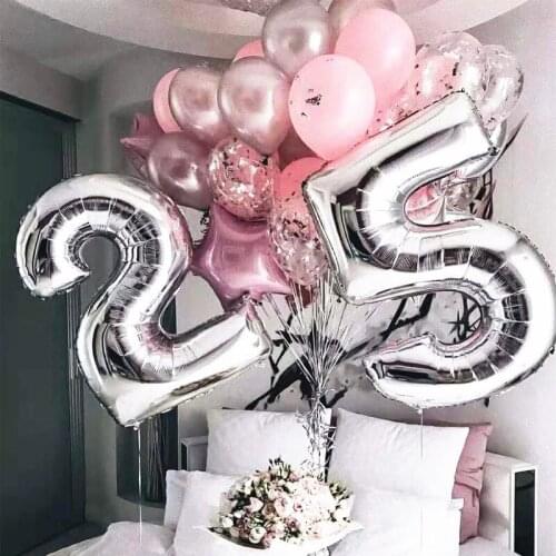 32inch Sliver Number Foil Balloon Chain 1st Birthday Party Decorations Kids Wedding Decoration Globos Ballon Arch Party Supplies