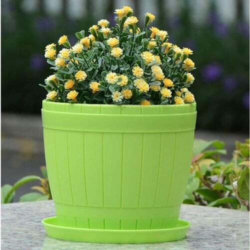 Flower Pot Ceramic-like Flower Succulent Plant Pot Planting Holder Flowerpot with Tray Garden Pots Planters Garden Supplies