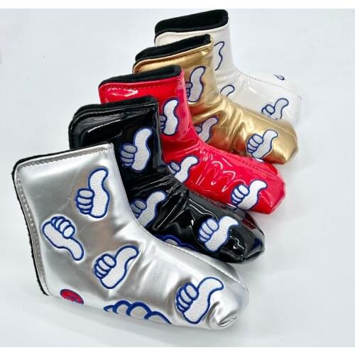 L-shaped thumb PU Leather Golf blade putter head cover golf club head cover protective bag with magnetic golf head cover in One