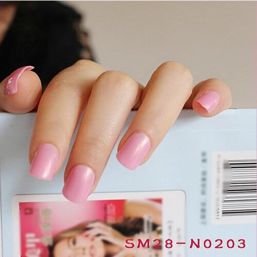 24pcs hot fashion candy color cute nail finished fake nails short paragraph light N0203