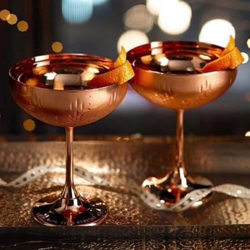 Exquisite Art 270ml Metal Carved Martini Cocktail Champagne Cup Collection Distinguished Durable Goblet Fashion Drinkware