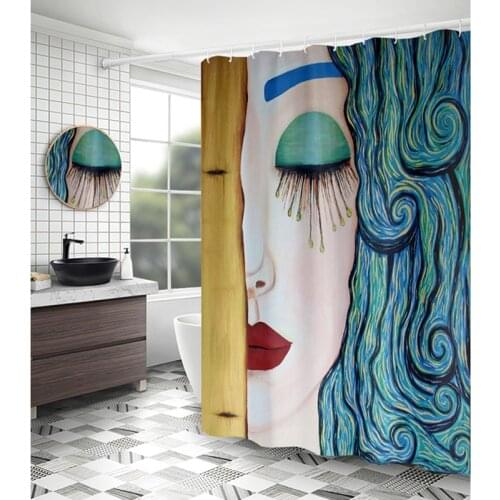 Oil painting girl bathroom bath curtain 3D printed shower curtain waterproof bathroom curtain partition curtain Nordic curtain