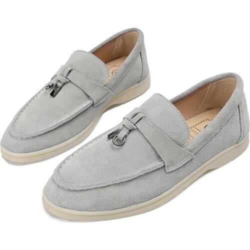 Elad Halabi cow-suede loafers Women Slip-On flats shoes Genuine Leather Ballets Flats Shoes for women Moccasins Casual