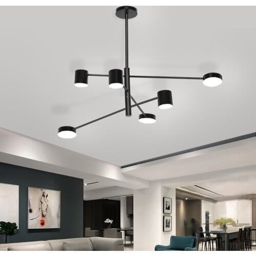Nordic Modern Chandeliers for Living Room Led Ceiling Chandelier Black Ceiling Chandelier for Kitchen Color Adjustable LED Light