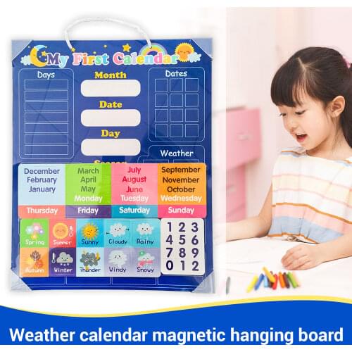 Date Month Holiday Time Weather Magnetic Sticker Wall Card Calendar Kids English Cards baby Learning Toys Classroom Organization