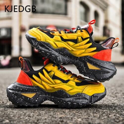 KJEDGB Men Casual Shoes Design New 2021 Fashion Mens Chunky Sneakers Male Treet Trend Dad Shoes Men Thick Sole Footwear