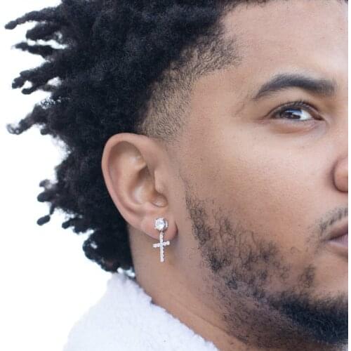 Mens Womens Rhinestone Wedding Dangle Earrings Wedding Dangle Earrings Gold Silver Cross Crystal Bride