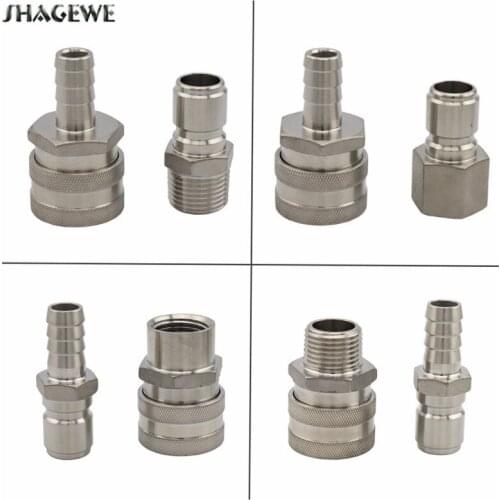 1/2"NPT Beer Brewing Quick Disconnect Set, 1/2 " Barb 304 Stainless Steel Quick Disconnect Kit HomeBrewing Fitting Connectors