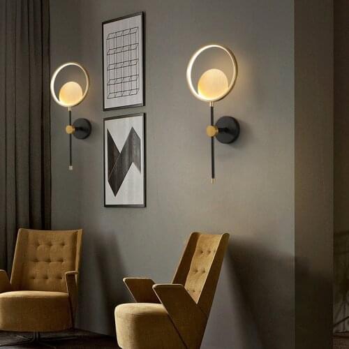 Black gold LED hotel wall lamp villa aisle wall lamp living room flower lamp bedroom lamp staircase lamp direct sales