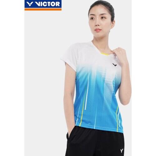 Victor 2020 New Badminton Short Sleeve T-shirt Womens Color Contrast Competition Series T-01008