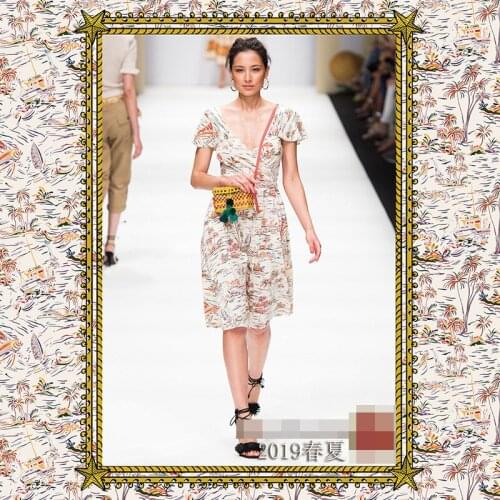 New pre-sale spring and summer fashion week new polyester printed fabric dress fashion cloth wholesale 145cm wide