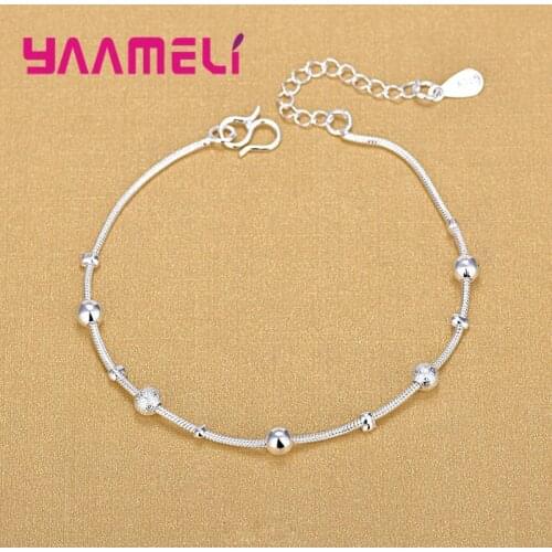 Charm 925 Sterling Silver Water Wave Chain Bracelet Solid Silver Fashion Women Girls Lady Fine Silver Jewelry