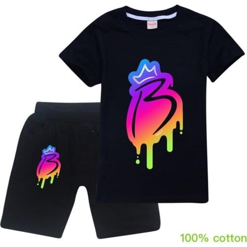 Royally B Printed Toddler Girls Clothes Summer Cotton Short Sleeve T-shirt Shorts Fashion Childrens Clothing Boys Sweatshirts