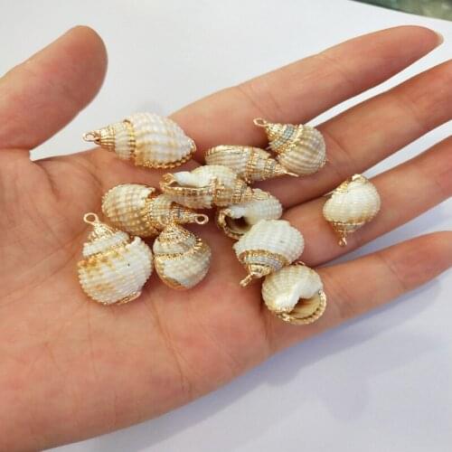 Gold-plated Natural Spiral Sea Shell Charms Pendants for Jewelry Making DIY Handmade Natural Shell 5pcs/lot