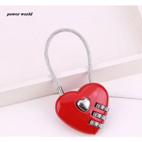 Zinc alloy wire rope password lock mini Love Heart Shape password padlock travel luggage package password lock