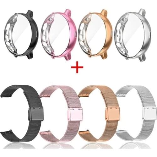 For Samsung Galaxy Watch Active 2 44mm Strap Case Protector Film Stainless Steel Magnetic Bracelet For Active 40mm watch Case