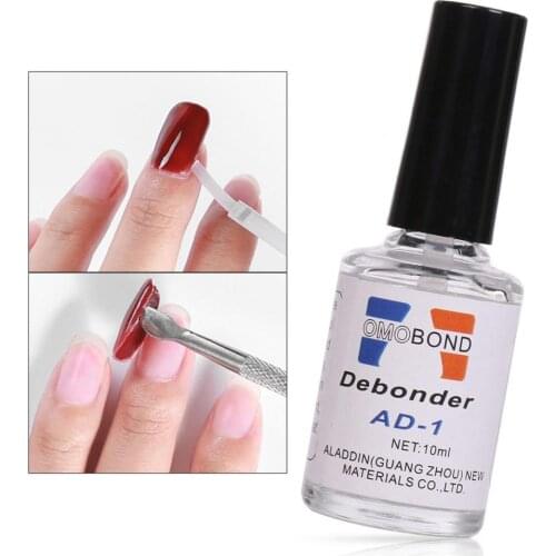 With Brush 10ML Practical Nail Remover Glue Debonding Agent Flat Base Nail Remover Glue Portable for Beauty