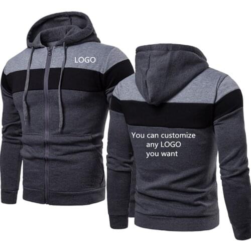 Spring Autumn Mens Zip Jacket Can Custom LOGO Printing Splicing Casual Sports jacket High Quality Cotton Men Clothing