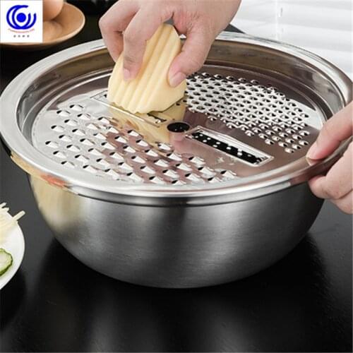 304 stainless steel wash basin drain basket kitchen household potato slicing and cucumber slicing multifunctional