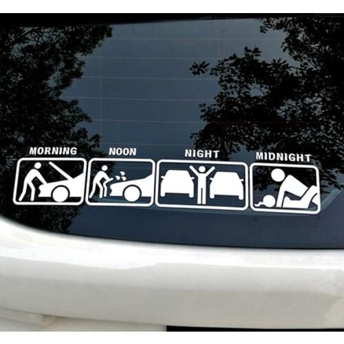 35x7cm Windshield Wipers Decorative Car Stickers Morning Noon Evening Midnight Warnings Reflective Stickers Glue Sticker Oem PVC