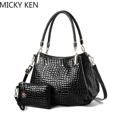 Bags For Women 2020 New Crocodile Pattern Patent Leather Handbag Shoulder Slung Handbag Mother Bag Bright Leather Handbag