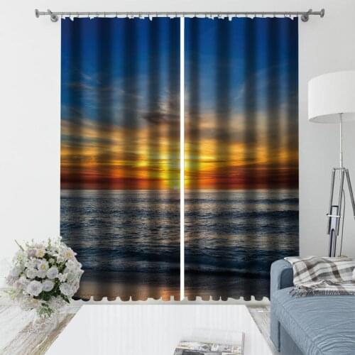 High quality custom 3d curtain fabric gold lake curtains 3D Window Curtains For Living Room Bedroom