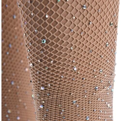 Women Stocking Rhinestone Diamond Sexy Tights Transparent Fishnet Stockings Pantyhose Diamond Party