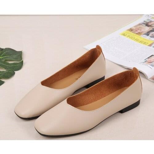 Spring/Autumn New flat shoes women Fashion Lightweight Square Toe Solid Color Slip-On Comfortable Flats zapatos mujer W28-36