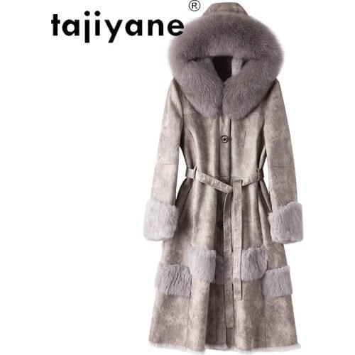 Womens Winter Coats Real Fur Coat Woman Natural Rabbit Fur Jacket Women 100%fox Fur Collar Hooded Parkas Casaco TN761